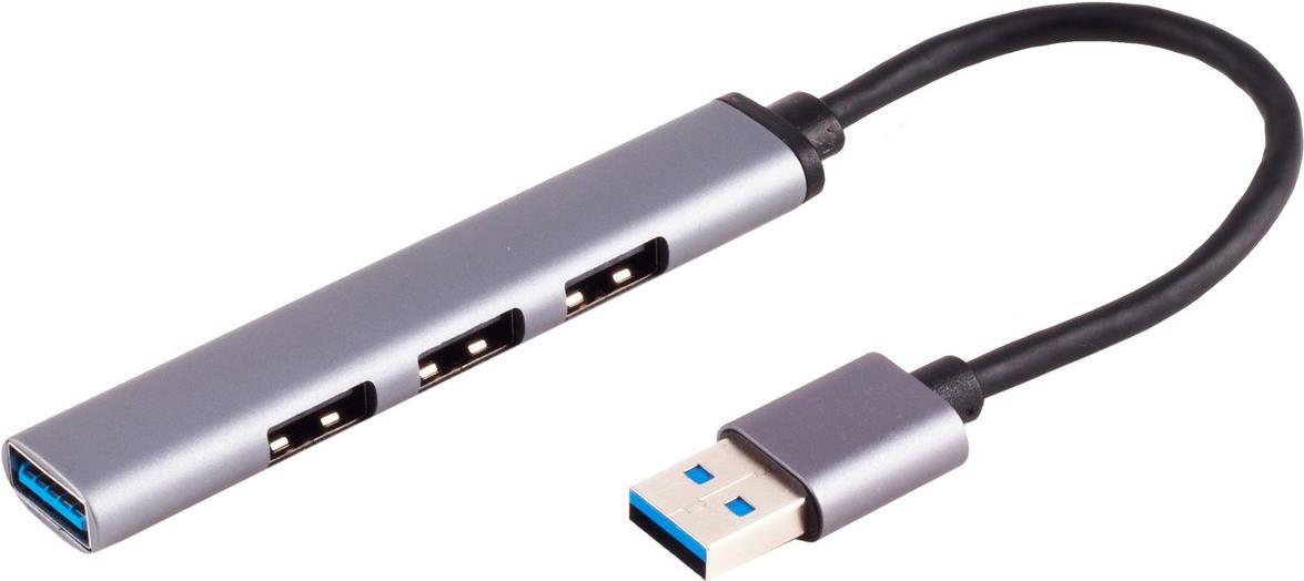 S/CONN maximum connectivity USB-A Hub, 3.0, 4-fach USB-A, ALU, slim, 0,12m (13-50001)