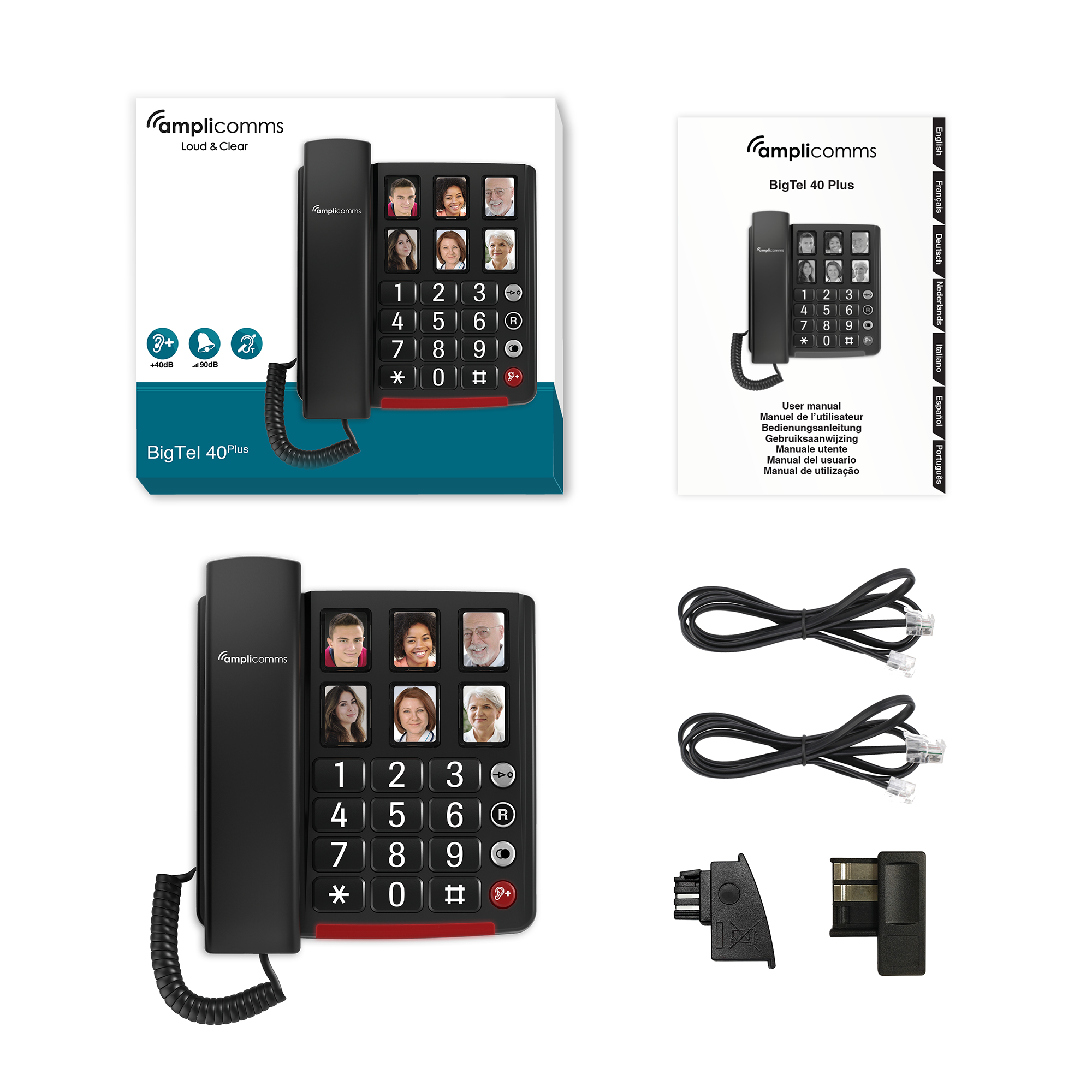 amplicomms BigTel 40 Plus Großtastentelefon Analog dark grey