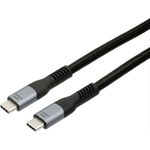 EXSYS GmbH USB 4 Kabel, USB-C Stecker beidseitig, 40 Gbit/s, 5A, 240W, schwarz, Gewebe, 1.0m (EX-K1598-1.0)