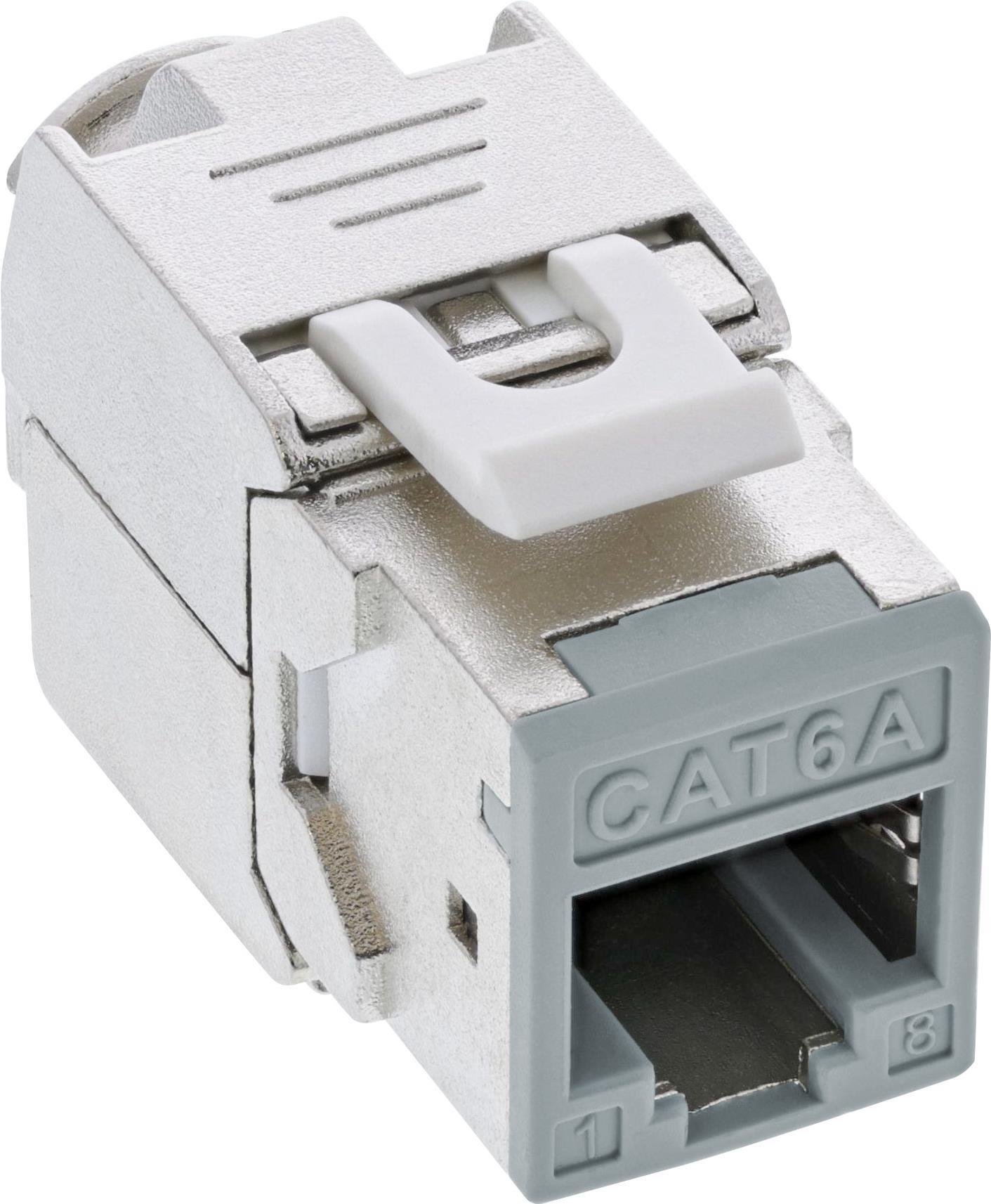 8er Pack InLine® Keystone RJ45 Buchse, geschirmt, Cat.6A, grau (76207)