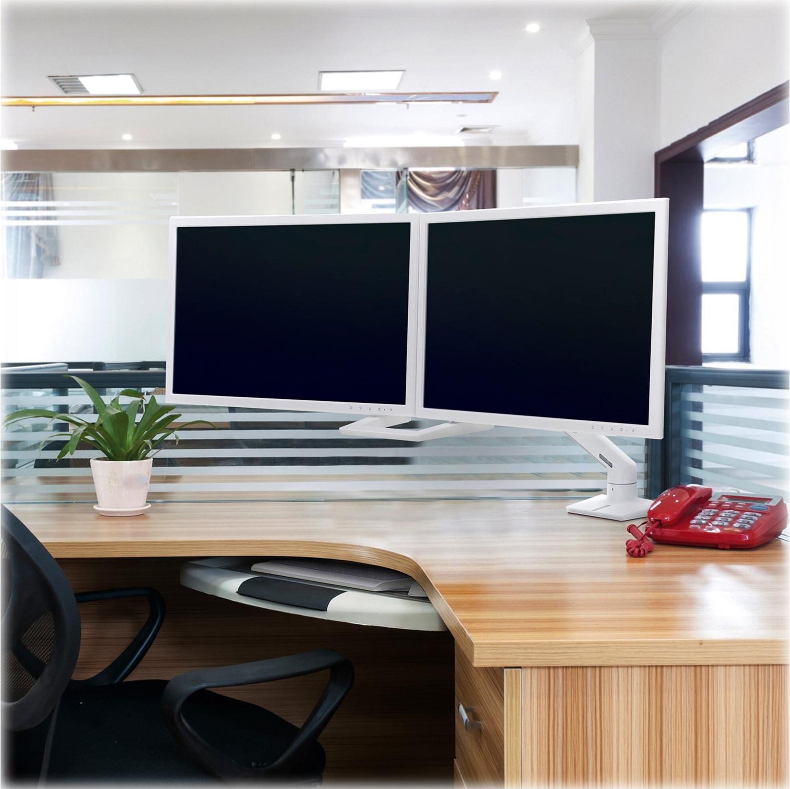 Ergotron HX Dual Monitor Arm Tischhalterung für 2 Monitore bis 32" 29,2 cm Höhenverstellung Weiß
