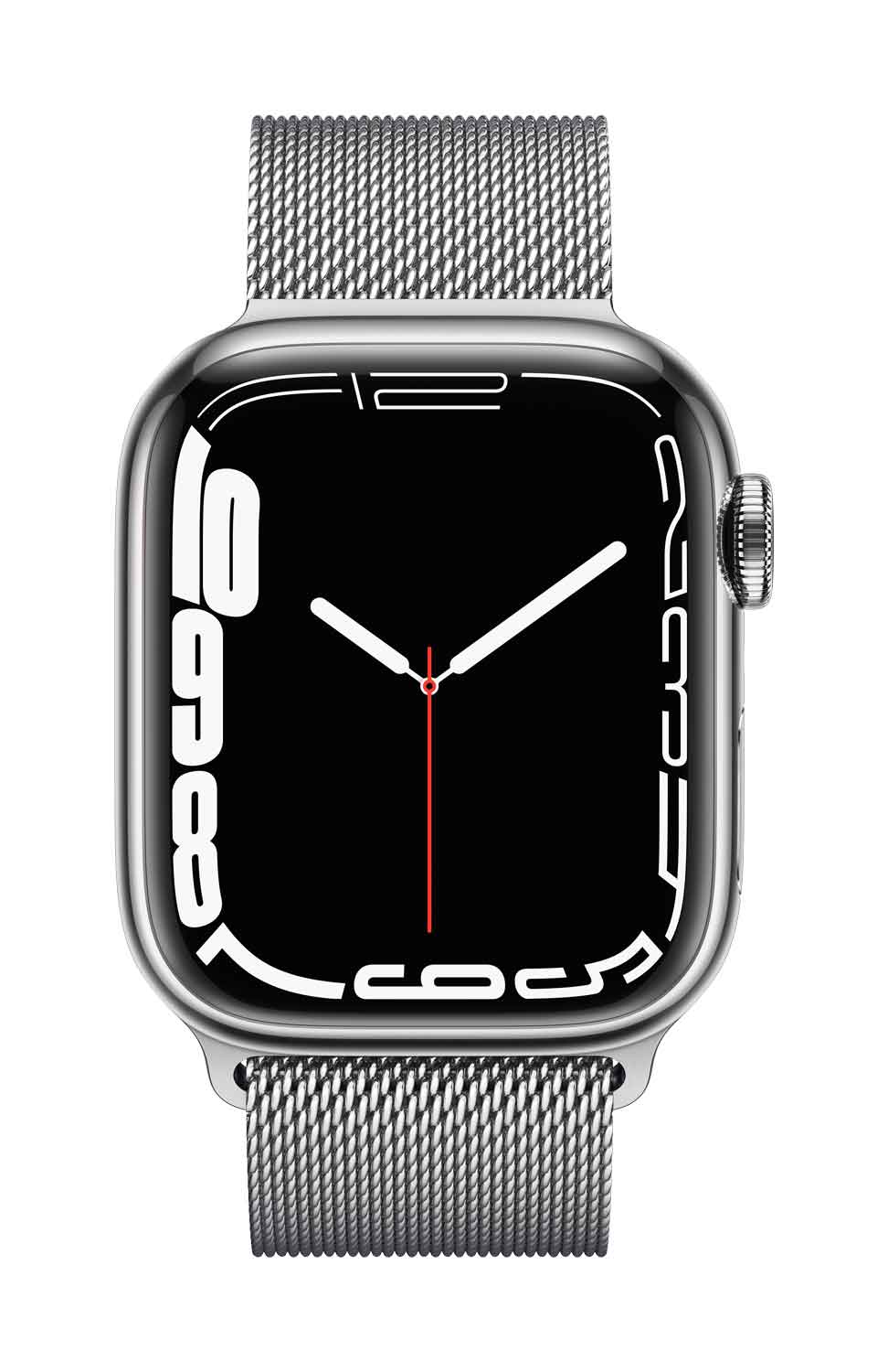 Apple Watch S7 Edelstahl 41mm Cellular Silber Milanaise silber 41mm Edelstahlgehäuse Silber, Milanaise Armband silber. Armband 150-200 mm Umfang. (MKHX3FD/A)