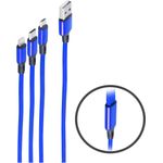 shiverpeaks ®-BASIC-S--USB 3in1 Ladekabel A Stecker auf USB Micro B + USB Typ C + 8-pin Stecker, blau, 1,2m (BS14-50071)