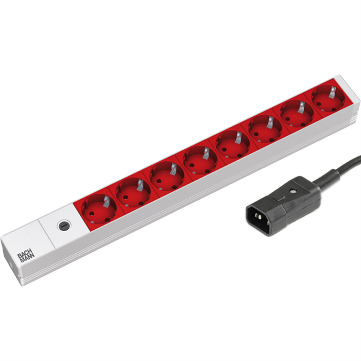 Bachmann 333.410 19" Steckdosenleiste 8-fach 2 m Kabel Lichtgrau RAL7035