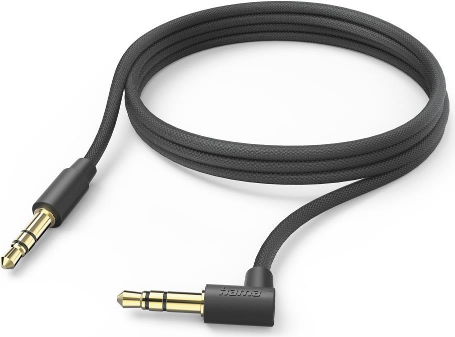 Hama Aux-Kabel 3,5 mm Klinke - 3,5 mm Klinke, 90° Winkelstecker, 2,0 m, Schwarz (00201530)