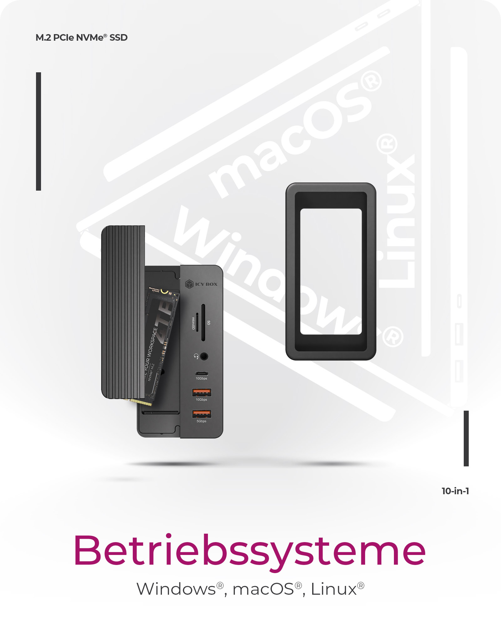 ICY BOX IB-DK4072M-CU31 Dockingstation USB 3.2 Gen 2 HDMI 1GbE Schwarz