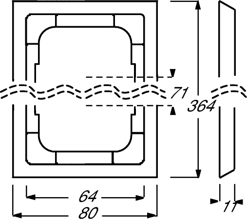 Busch-Jaeger 1754-0-4177. Produktfarbe: Weiß, Markenkompatibilität: Busch-Jaeger. Breite: 80 mm, Höhe: 364 mm, Dicke: 1,1 cm (2CKA001754A4177)
