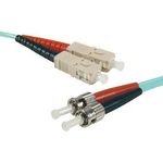 LWL Patchkabel Eco, 50/125 µm, OM3-Faser, 2x ST Stecker/SC Duplex Stecker, aqua, 5,0 m UPC UPC-Schliff (392764)