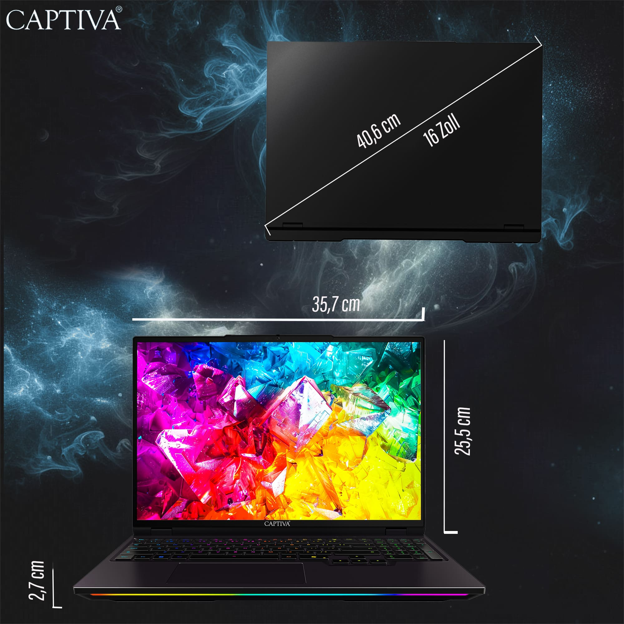 Captiva Ultimate Gaming R97-921CH 16" Gaming-Notebook AMD Ryzen 9 9955HX 64 GB RAM 2 TB SSD NVIDIA GeForce RTX 5090 Schwarz