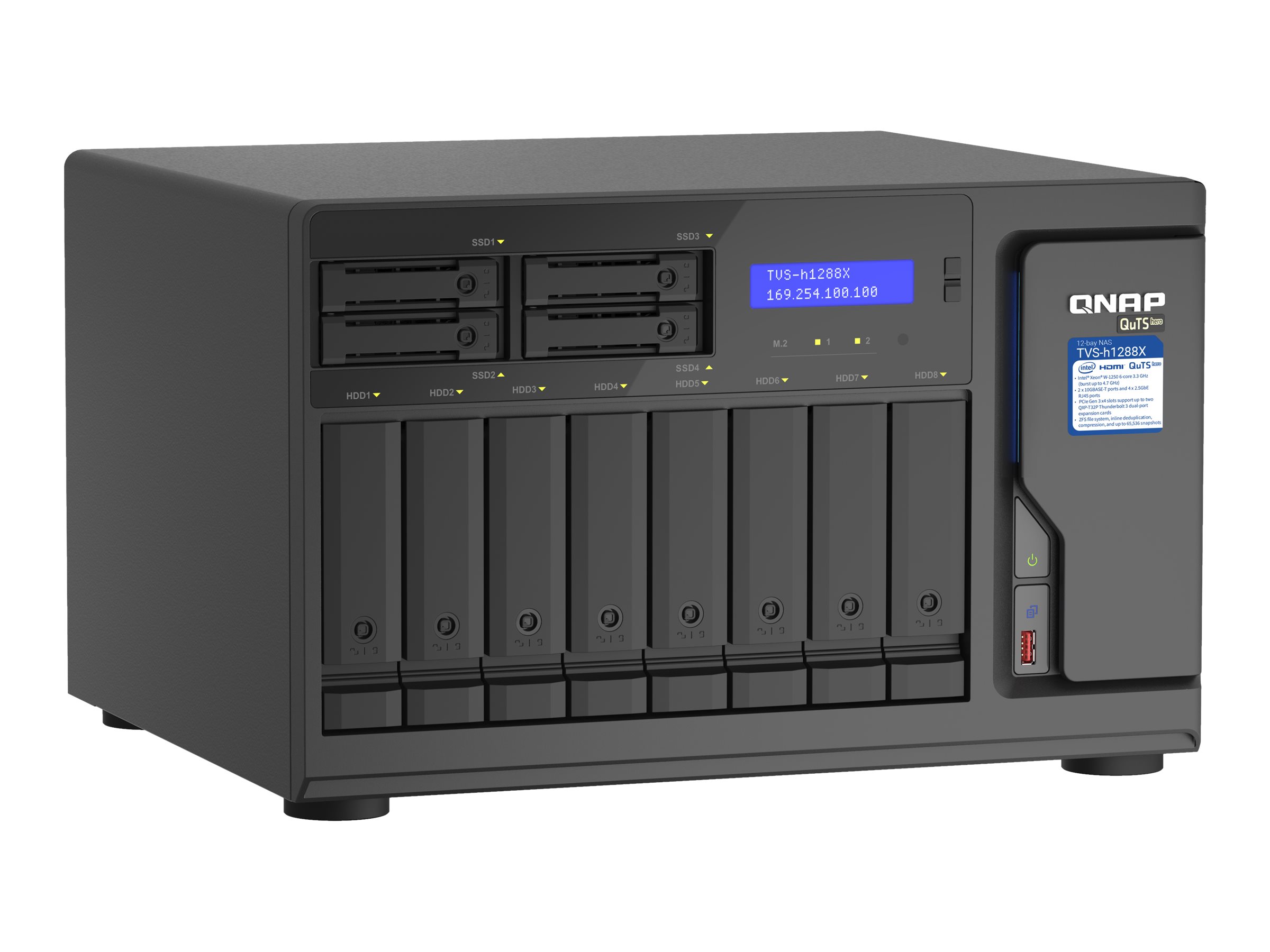 QNAP TVS-h1288X NAS-Server 12-Bay Intel Xeon W-1250 16 GB DDR4 ECC Schwarz