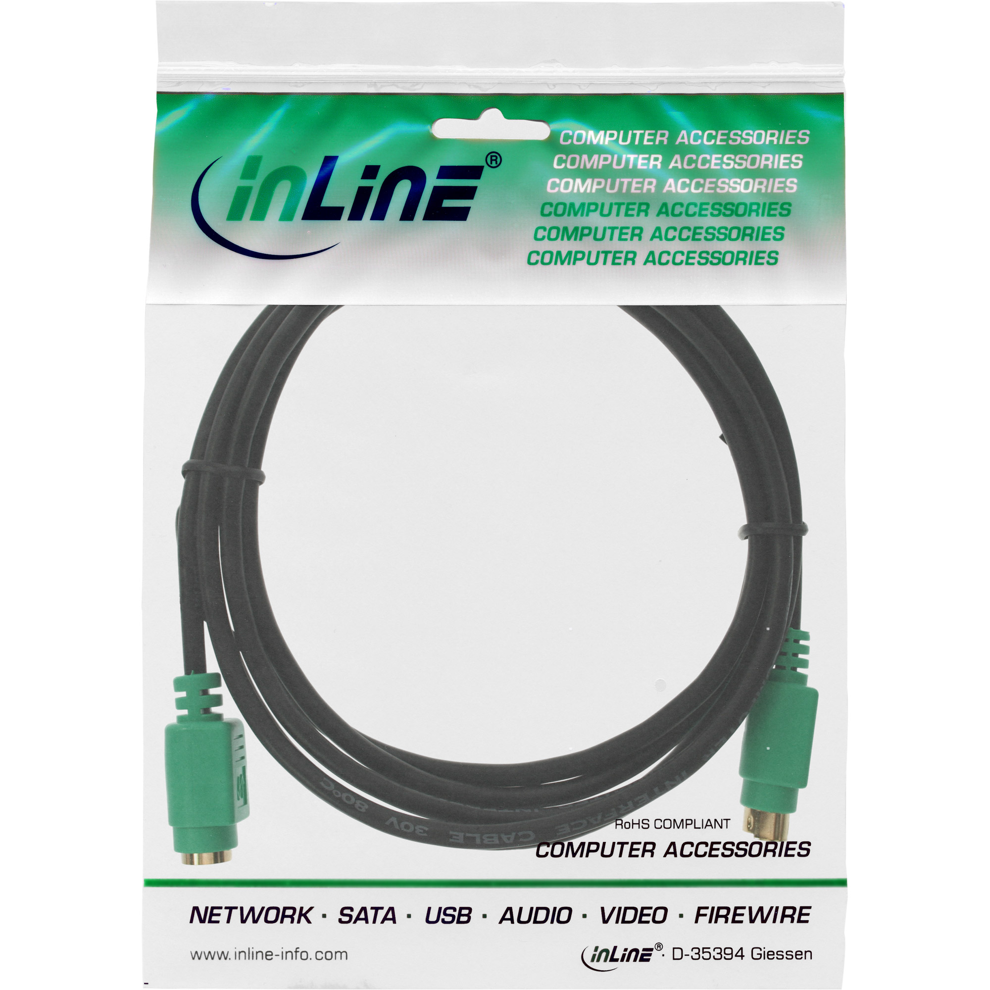 InLine PS/2 Verlängerungskabel 3 m Stecker/Buchse Schwarz