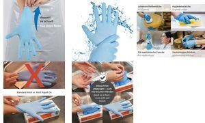 HYGOSTAR Nitril-Handschuh Rapid-On, M, blau, puderfrei doppelt so schnell angezogen wie andere Nitril-Handschuhe, - 1 Stück (270356)