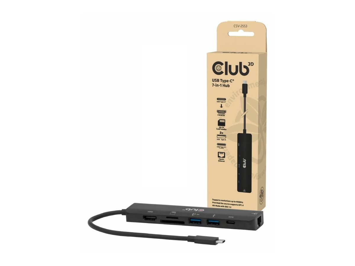 Club 3D CSV-2553 USB-C 7-in-1 Hub HDMI 4K@60Hz 100W Schwarz