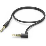 Hama Aux-Kabel 3,5 mm Klinke - 3,5 mm Klinke, 90° Winkelstecker, 0,5 m, Schwarz (00201527)