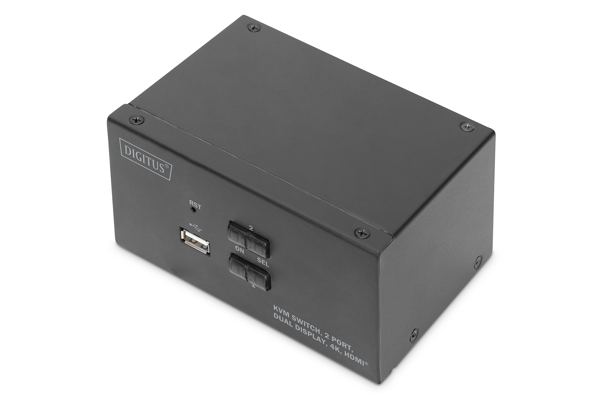 DIGITUS DS-12860 KVM-Switch 2-Port Dual-Display 4K HDMI Schwarz