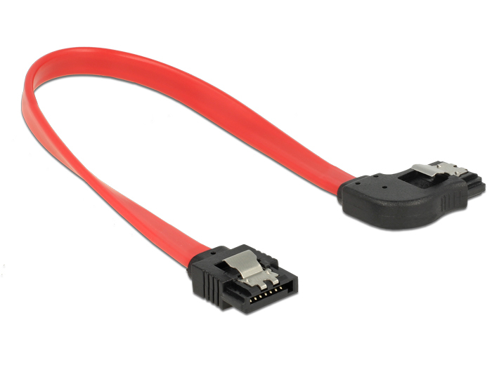 Delock SATA 6 Gb/s Datenkabel gerade auf rechts gewinkelt 20 cm Rot