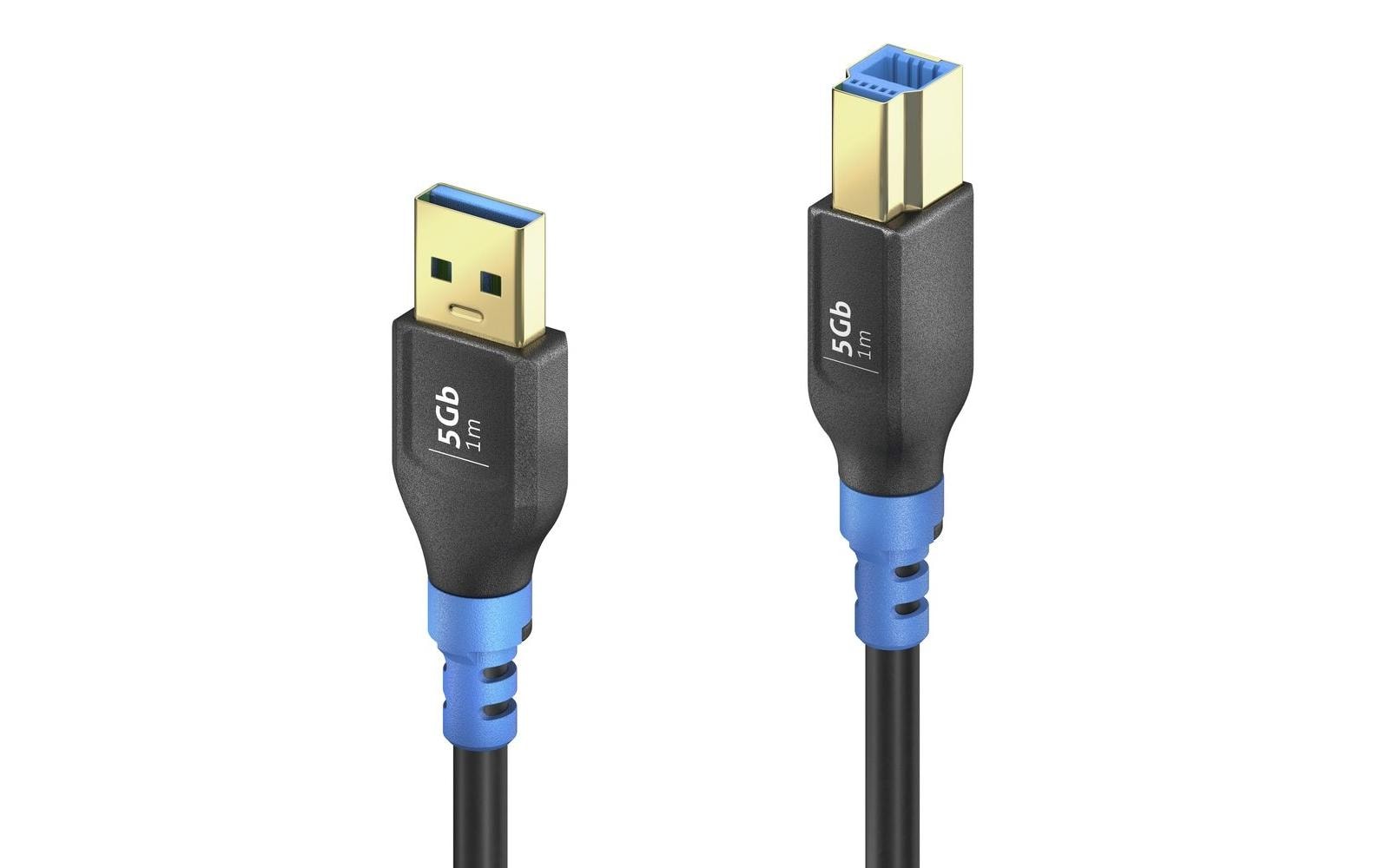 PureLink FlexInstall FI-U300-020 USB-A auf USB-B Kabel USB 3.0 5 Gbit/s 2 m Schwarz, Blau