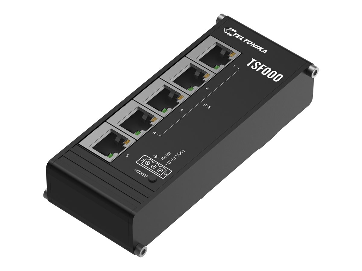 Teltonika TSF000 Unmanaged Switch 5 Ports 4 PoE+ 120 W DIN-Schiene Schwarz