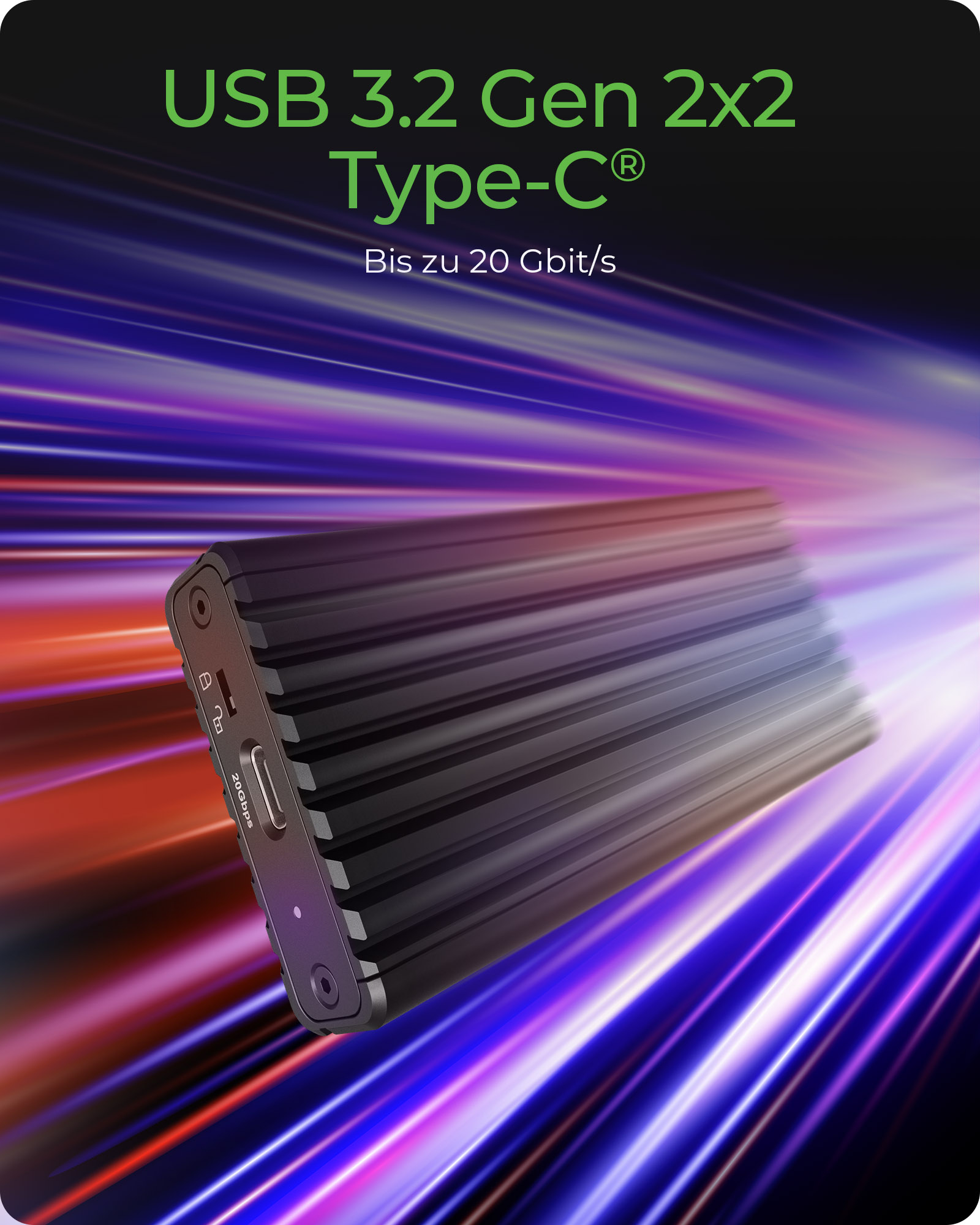 ICY BOX IB-1917M-C32a M.2 NVMe SSD-Gehäuse USB 3.2 Gen 2x2 Schwarz