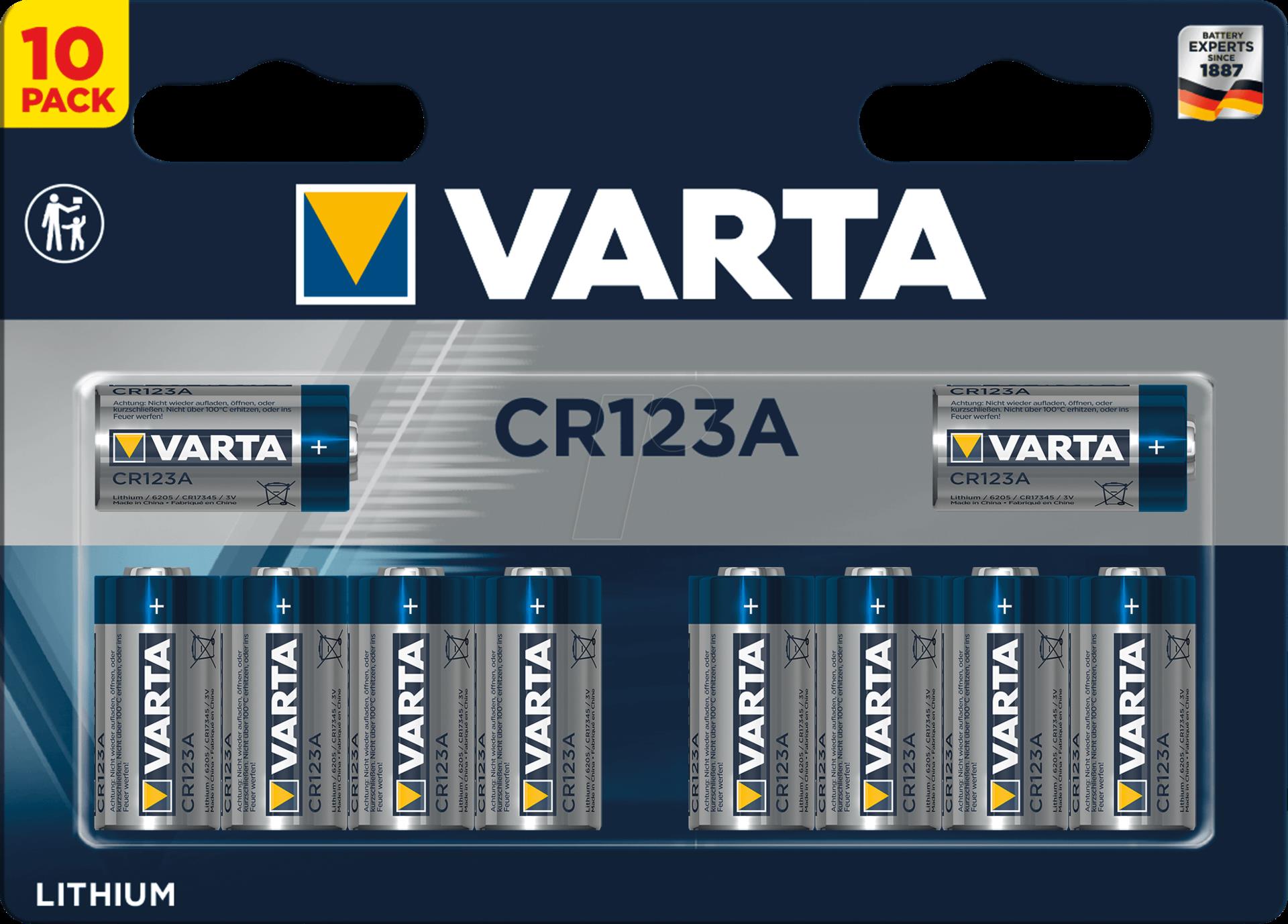 VARTA CR 123A SP - Lithium Batterie, CR123A, 1430 mAh, 10er-Pack (6205301461)