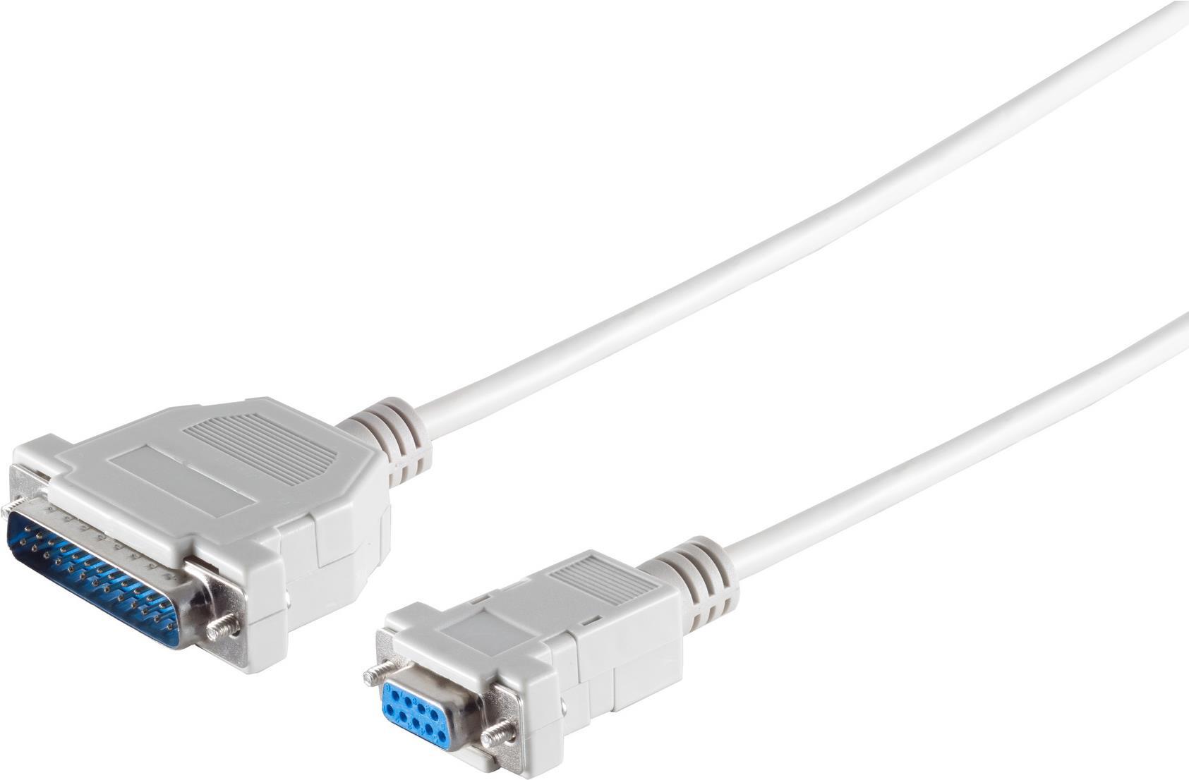 S/CONN maximum connectivity Modem-Kabel, 9-pol. Sub D-Kupplung auf 25-pol. Sub D-Stecker, Modem diagram, 9-adrig, mit Schnapphauben, 2,0m (78065-2)