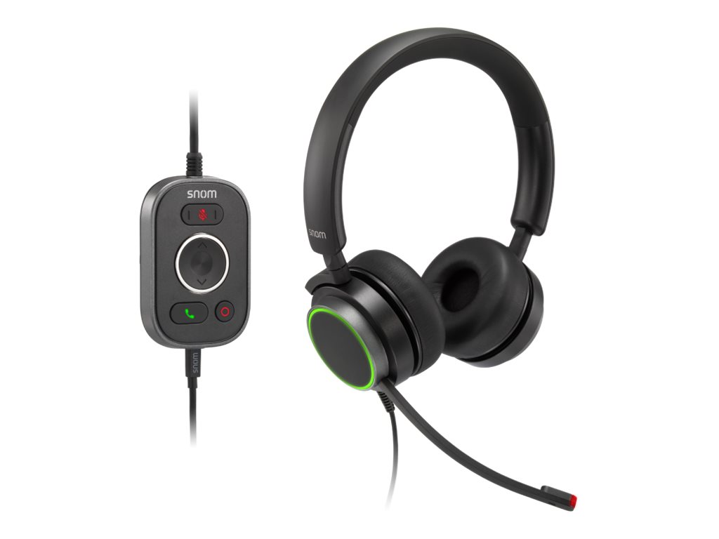 Snom A330D Kabelgebundenes On-Ear-Headset Duo USB/3,5 mm Schwarz