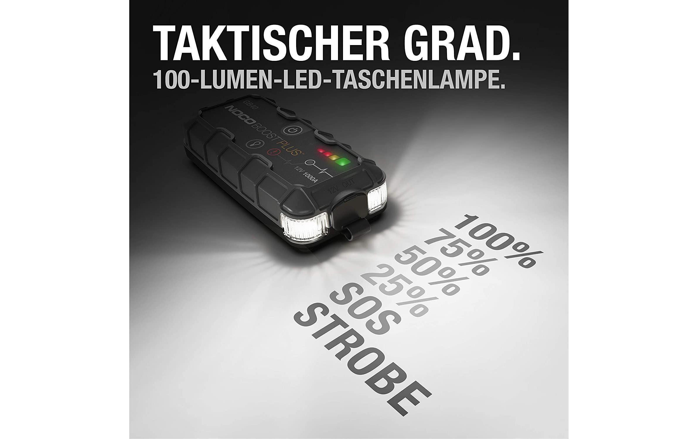 NOCO GB40 Starthilfegerät 12V 1000A mit Powerbank und 100 Lumen LED Schwarz/Grau