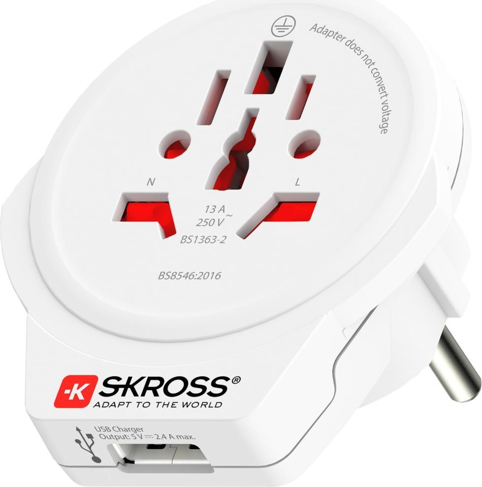 SKROSS Reisestecker World to Europe USB, Weiß (00217668)