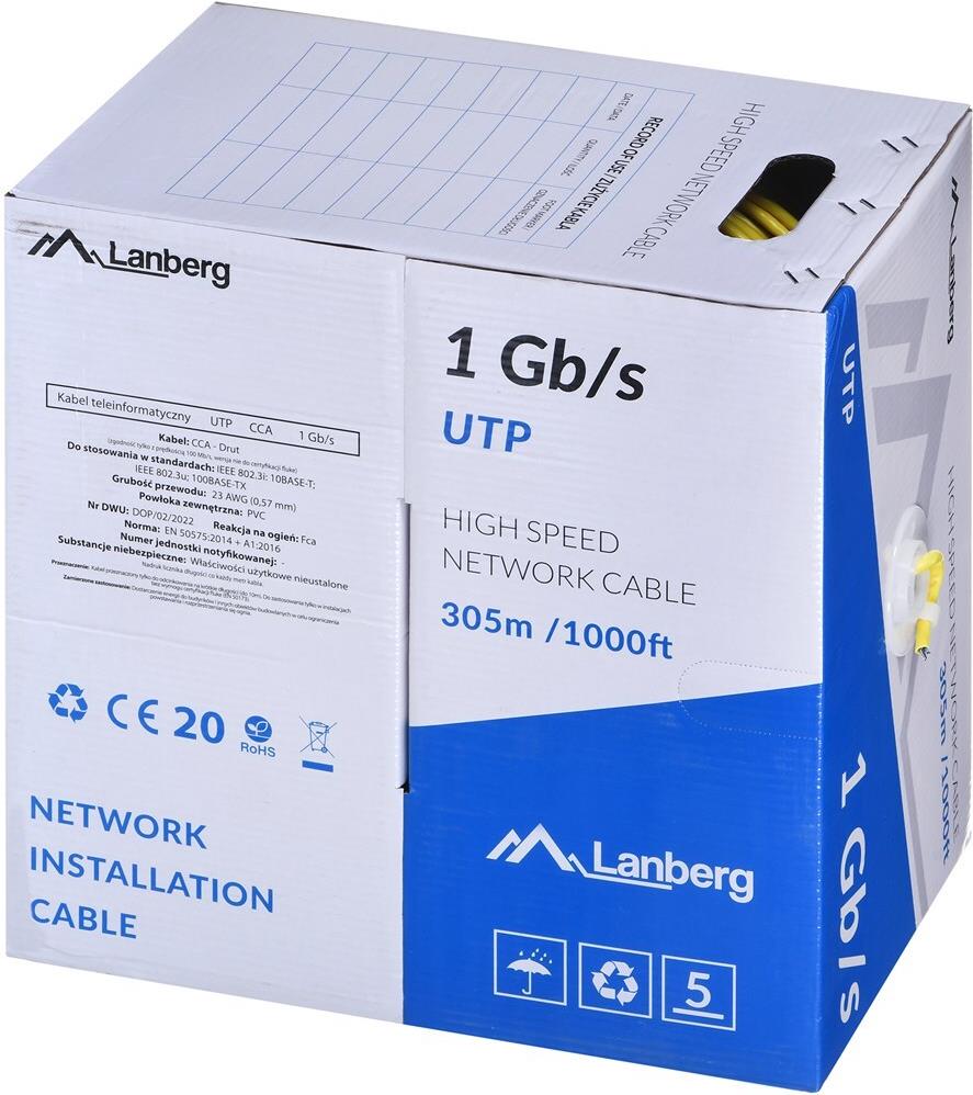 Lanberg LCU6-10CC-0305-Y Netzwerkkabel Gelb 305 m U/UTP (UTP) (LCU6-10CC-0305-Y)