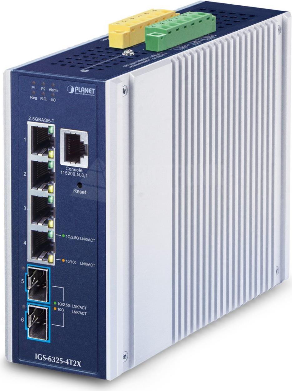 PLANET IP30 Industrial L3 4-Port Managed 2.5G Ethernet (100/1000/2500) Aluminium - Blau (IGS-6325-4T2X)