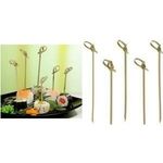 PAPSTAR Fingerfood-Spieße "Knoten", Länge: 100 mm aus Bambus, in Pappbox mit transparenter Haube - 1 Stück (16770)