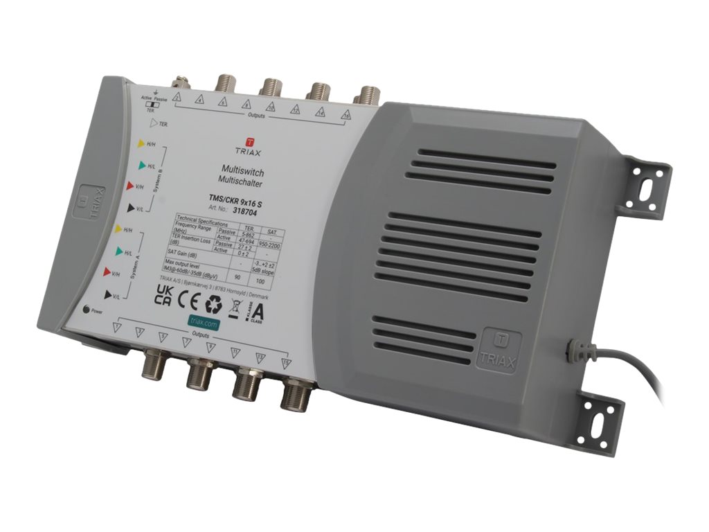 Triax TMS/CKR 9x16 S Multiswitch 9 Eingänge 16 Ausgänge Grau