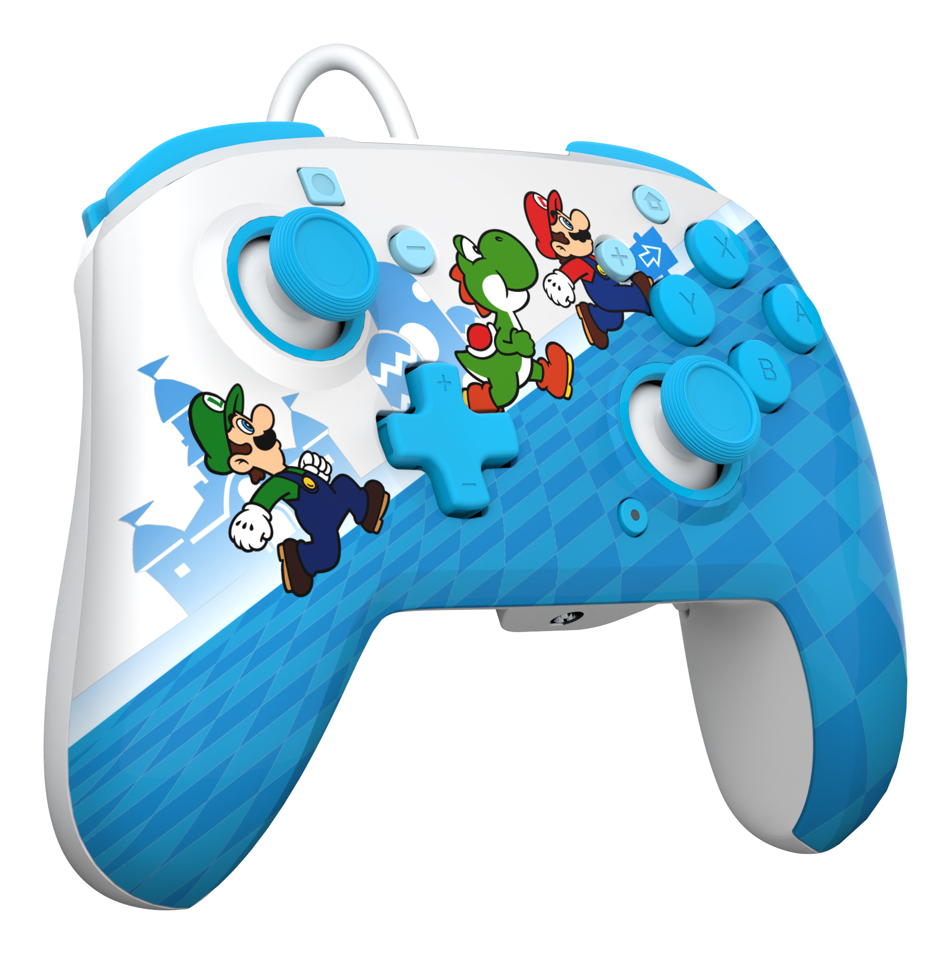 PDP Rematch Mario Escape Gamepad Nintendo Switch Kabelgebunden Blau, Weiß