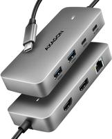 AXAGON HMC-CUB83X2 USB-Hub – USB-C 10?Gbps – 7-in-1 – HDMI 4K/144?Hz – DP 8K/30?Hz – 2× USB-A – 1× USB-C – RJ-45 GLAN – PD 100?W – 15?cm USB-C-Kabel – Grau (HMC-CUB83X2)