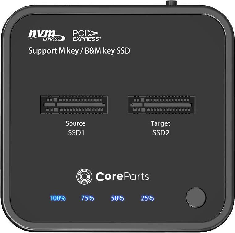 CoreParts MS-CLONER-NVME Speicherlaufwerk-Docking-Station USB 3.2 Gen 2 (3.1 Gen 2) Type-C Schwarz (MS-CLONER-NVME)