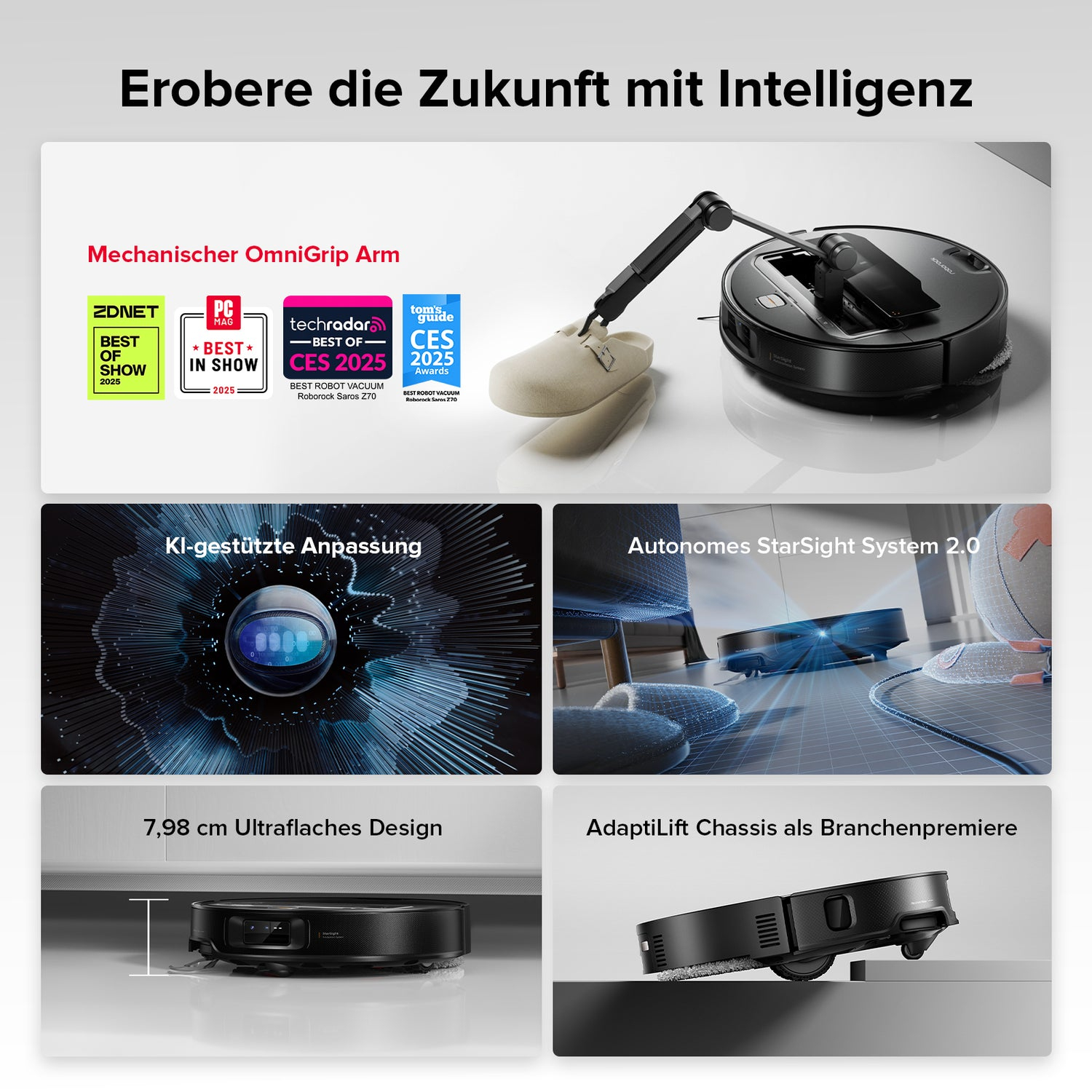 Roborock Saros Z70 Saugroboter Schwarz