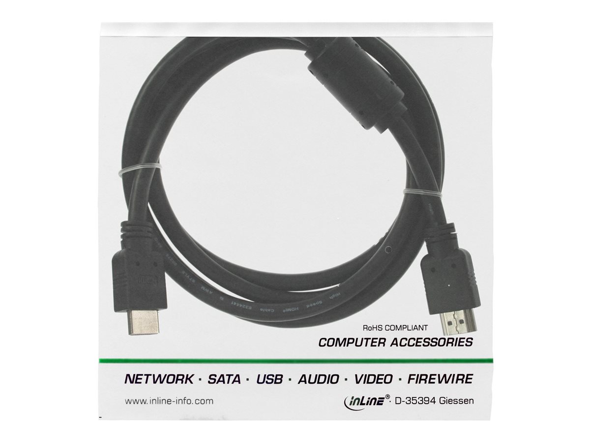 InLine HDMI-Kabel High Speed 1.3 Stecker/Stecker 1 m mit Ferrit Schwarz