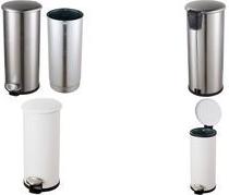 helit Tret-Abfallbehälter "the zinc", 30 Liter, silber aus Edelstahl, rund, Soft-Close-Funktion, mit Fußpedal, - 1 Stück (H2406700)