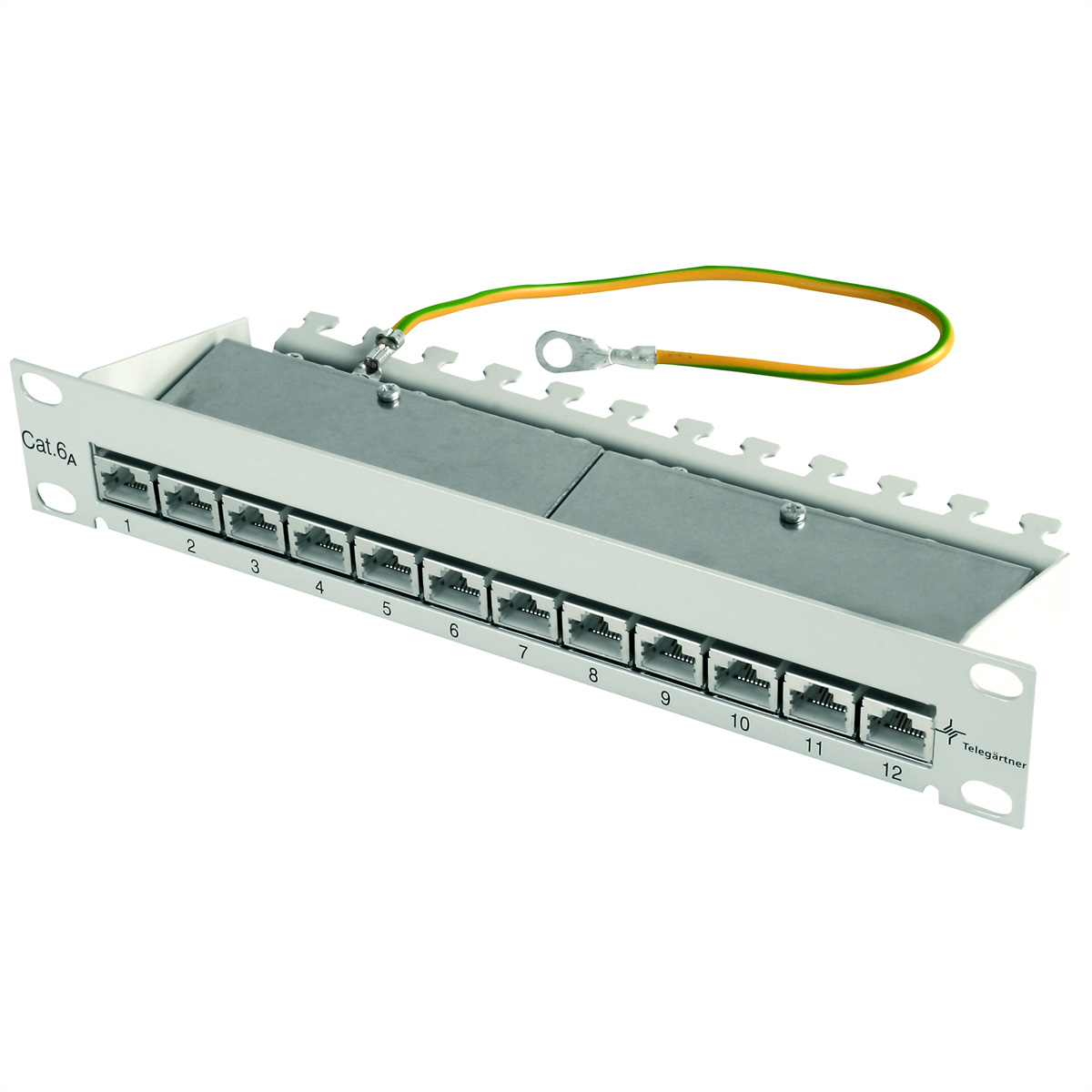 Telegärtner Mini Panel J02022A0057 CAT 6a 12 Port Patchpanel 10" Hellgrau