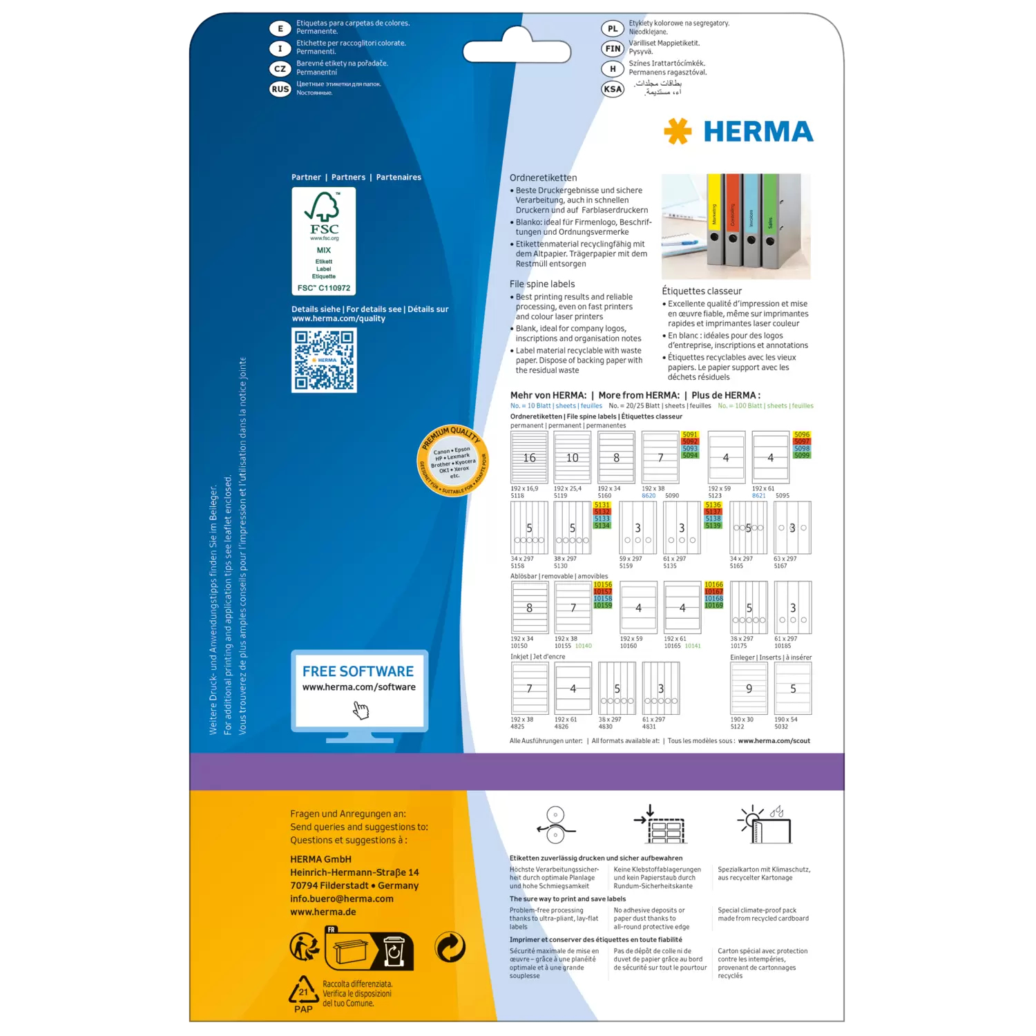 HERMA SuperPrint Ordner-Etiketten 192 x 61 mm Grün