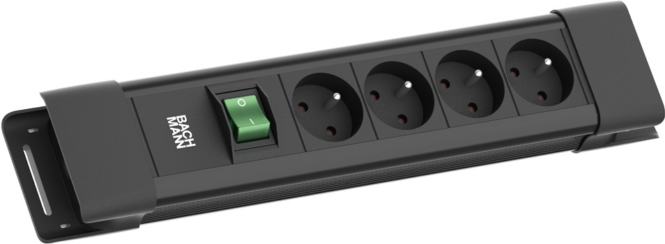 Bachmann CONNECTUS 4xUTE 1xSchalter 2.0m CEE7/7 Schwarz (BM005936)