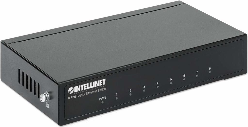 Intellinet 8-Port Gigabit Ethernet Desktop Switch, Metallgehäuse, Schwarz