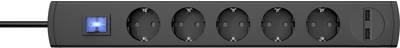 Kopp Steckdosenleiste mit Schalter 5fach Anthrazit Schutzkontakt 233605003 (233605003)