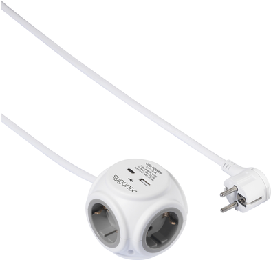 Sygonix SY-5827192 Steckdosenwürfel 3fach Weiß, Grau Schutzkontakt 1 St. (SY-5827192)