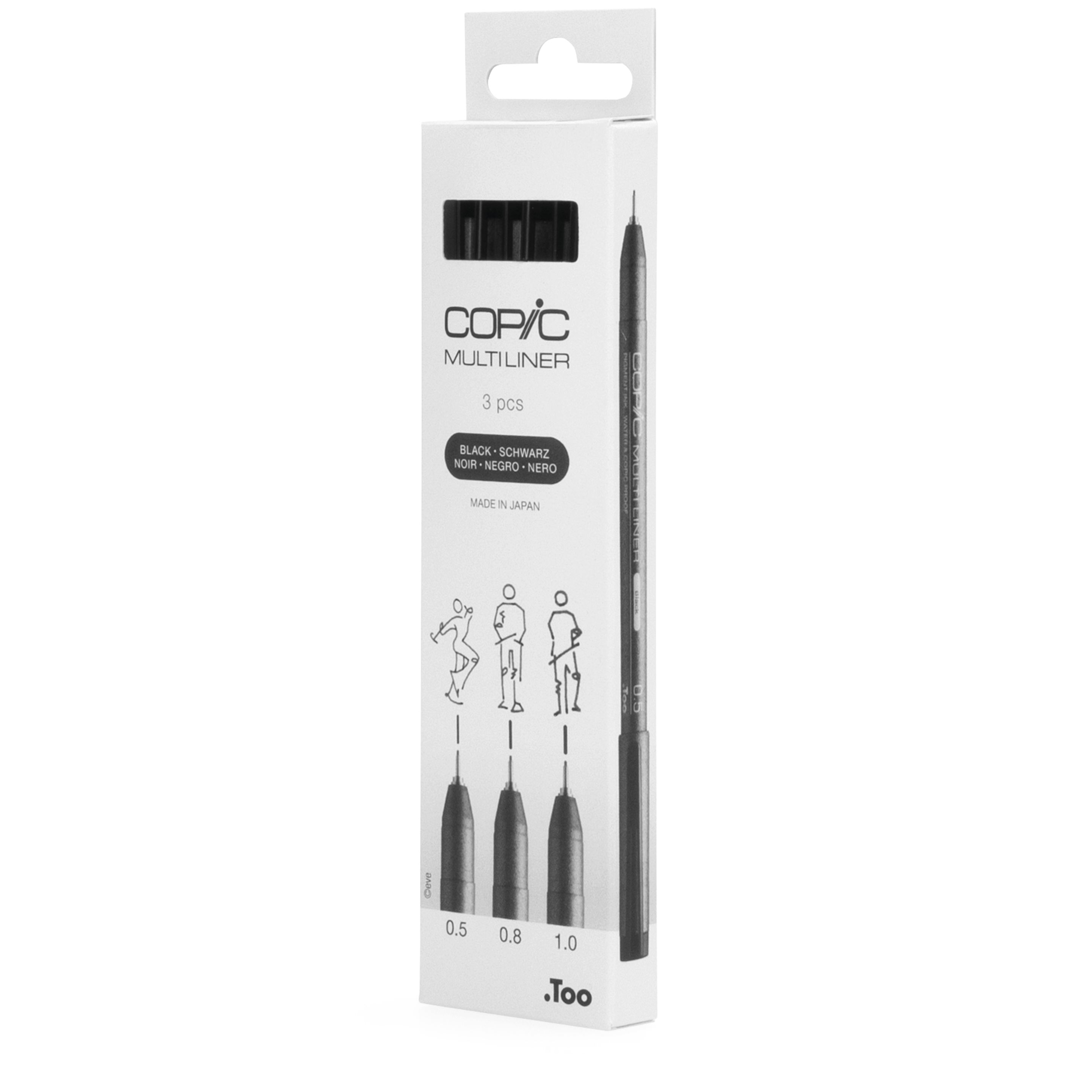 COPIC Multiliner Fineliner Set Schwarz 0,5 + 0,8 + 1,0 mm, 3 St.