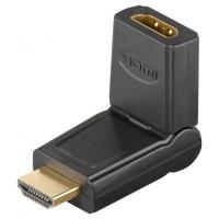 Wentronic Goobay HDMI™-Adapter, HDMI Standard-Buchse (Typ A), Schwarz - HDMI™ A-Buchse > HDMI™ A-Stecker, abwinkelbar (51721)