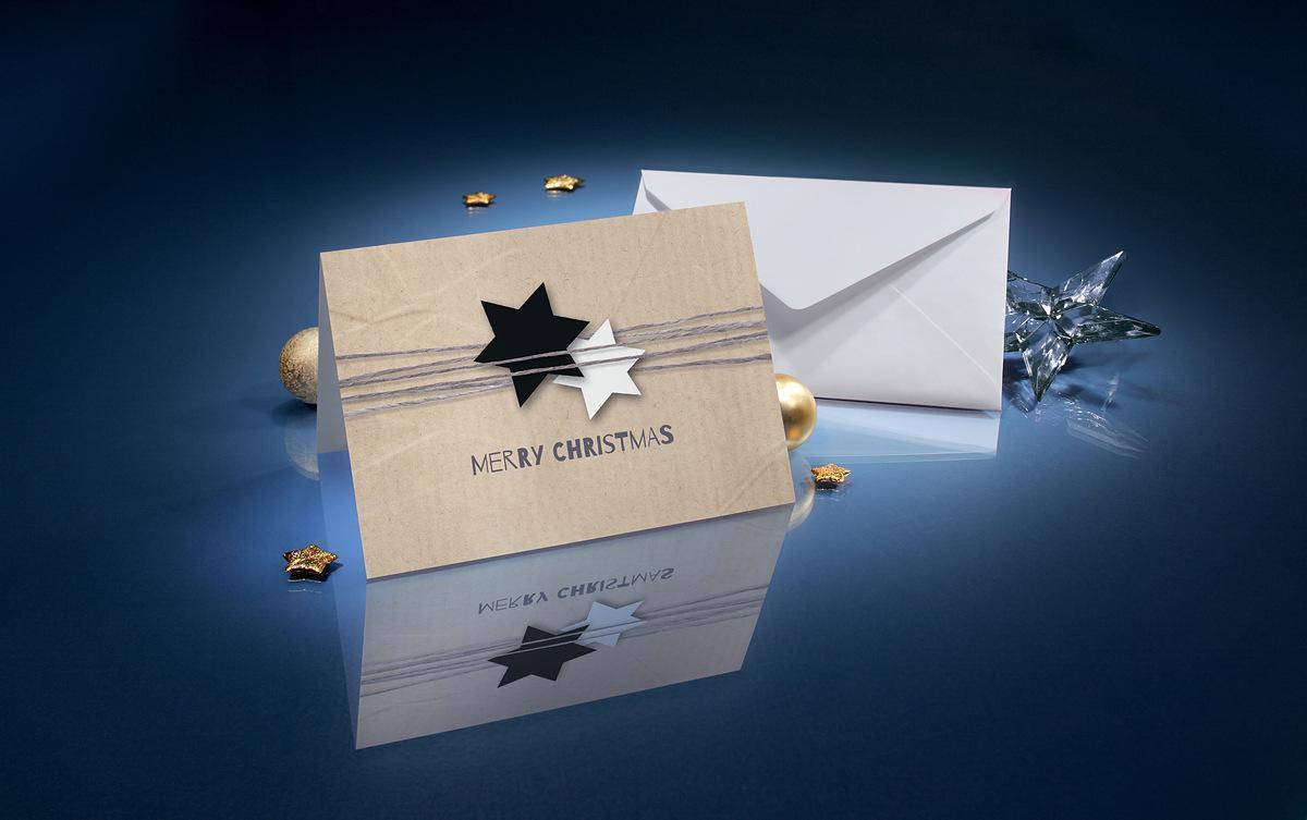 sigel Weihnachtskarte "Christmas Wrapping", A6, 220 g Glanzkarton, mit Schriftzug Merry Christmas, - 1 Stück (DS079)