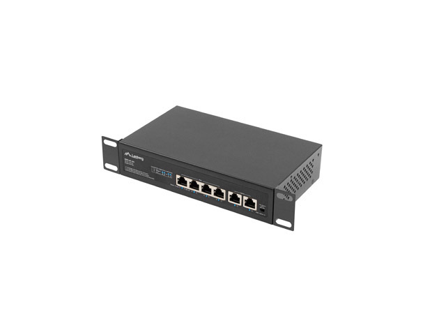 Lanberg RSFE-4P-2FE-60 6-Port Fast Ethernet Switch PoE+ Schwarz