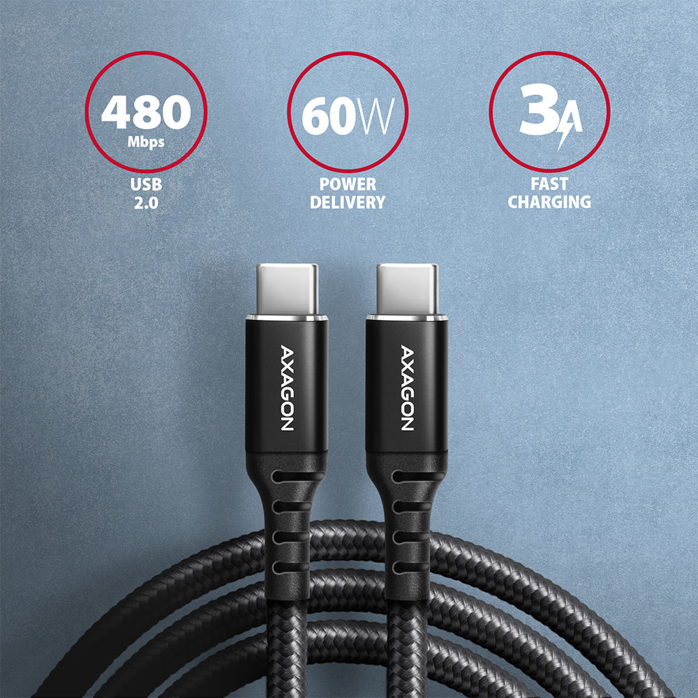 Axagon BUCM-CM10AB USB Typ-C-Kabel 1 m Schwarz