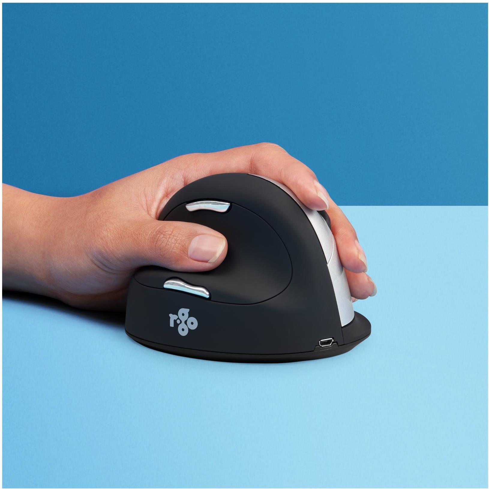R-Go Tools HE Break Ergonomische Maus links groß schwarz/silber